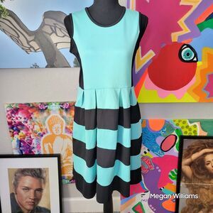 Beautees Girls Dress Fit & Flare Blue Black Y2K Size 16